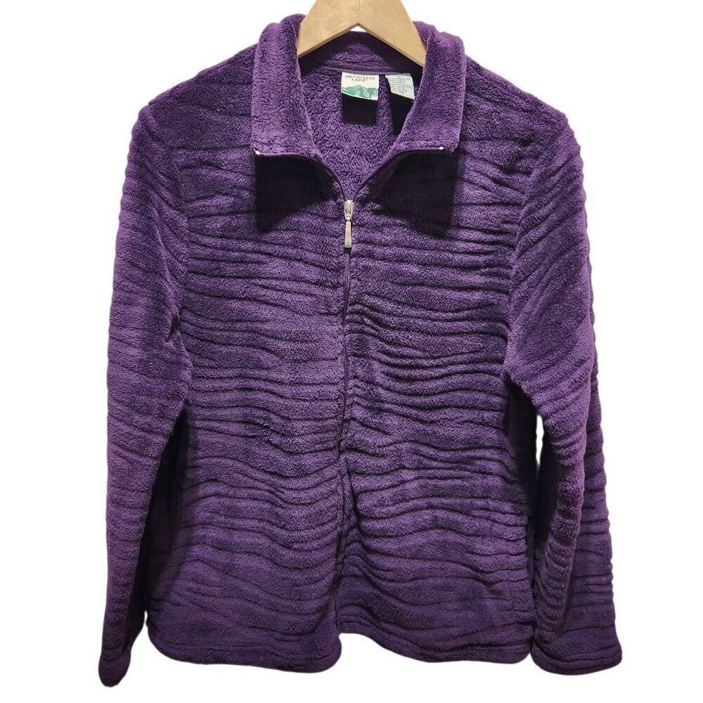 Mountain Lake fleece full zip jacket zebra stripe pattern‎ purple medium